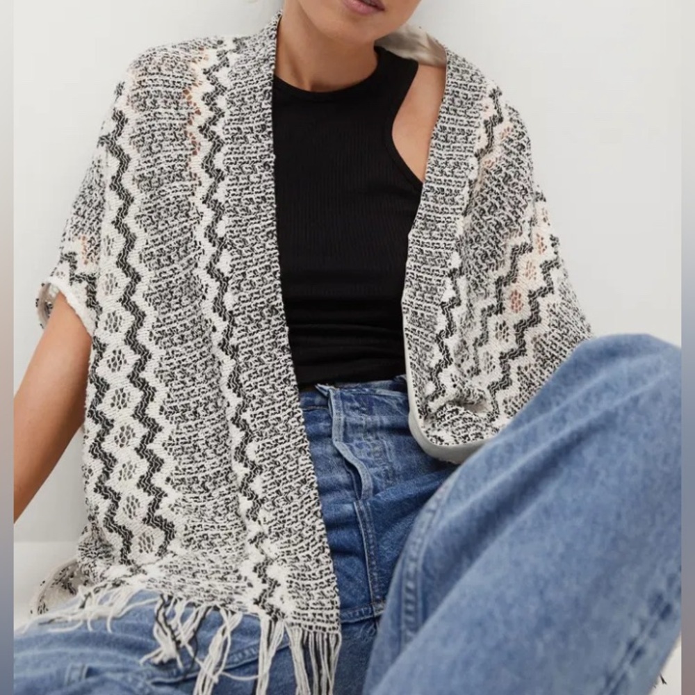 MANGO Openwork Knit Shawl/Cardigan, size XS/S NEW